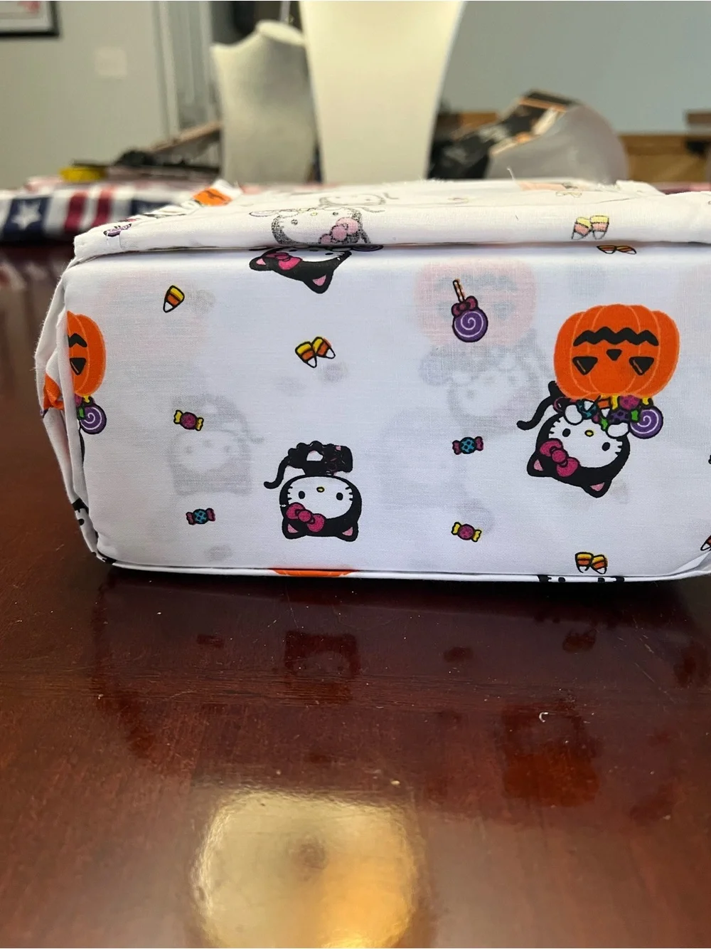 Hello Kitty Halloween Queen Sheet Set - White with Orange & Pink Accents